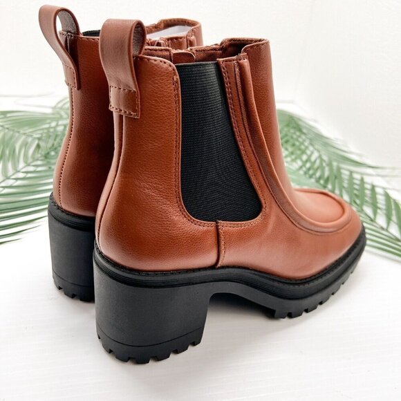 SO Women's Chelsea Side Zip Chunky Heeled Ankle Boots Size 7.5 Brown NWB - Picture 5 of 12